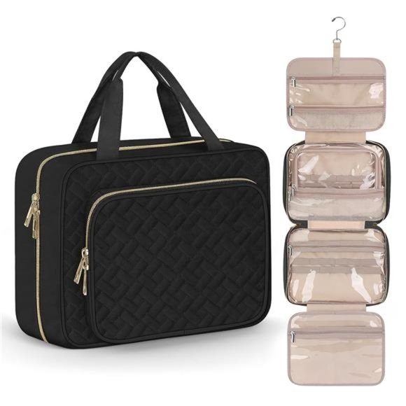 NEW Toiletry Bag for Women, Large Cosmetic Travel Hanging Bag for Bathroom Black - Picture 1 of 7